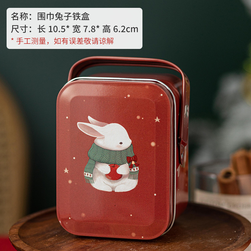 马口铁盒子收纳饼干罐长方形小翻盖迷你可爱包装储物杂物整理新款