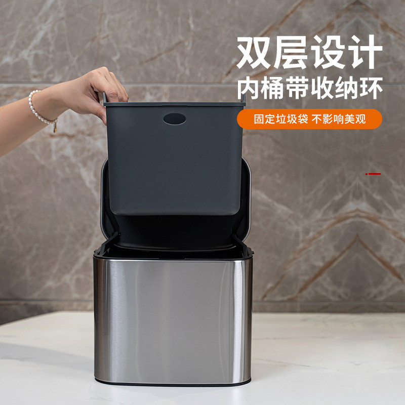 厨房垃圾桶挂式家庭壁挂收纳桶带盖厕所卫生间浴室不锈钢垃圾桶
