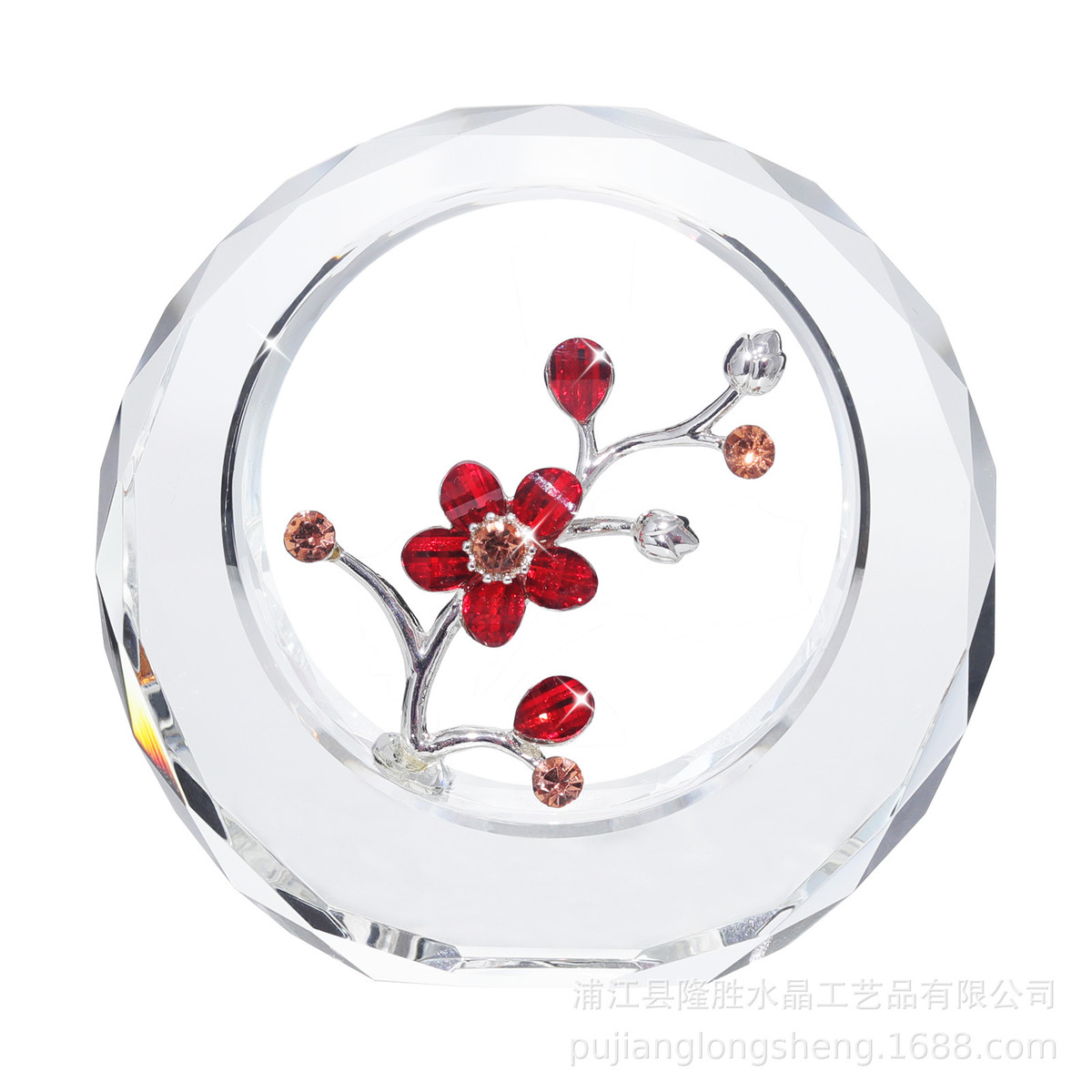 简约现代风格中式梅花桌面客厅水晶花蕾摆件金色银色单支复古花瓣