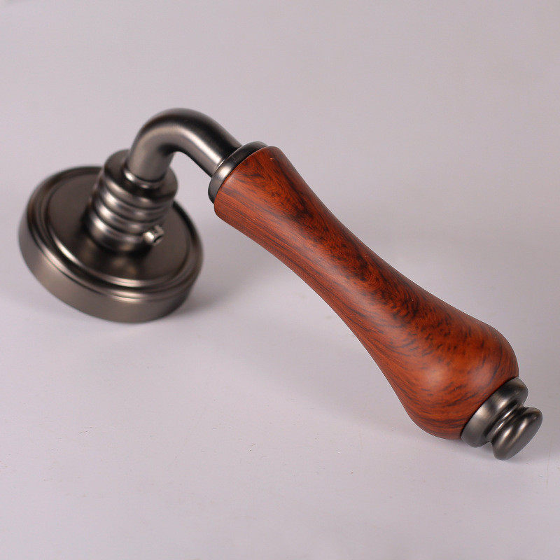 中式锌合金拉手卧室门锁实木门门把手定磁吸静音卧室房门锁可分体