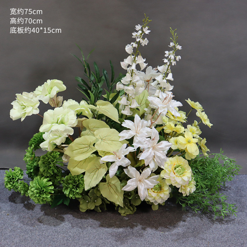 新款婚庆森系花排结婚拱门花舞花背景迎宾区布置排台仿真绢花花艺