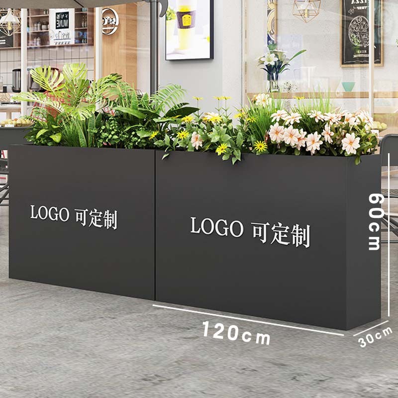 户外铁艺花箱围栏室外售楼部街道不锈钢花槽长方形花盆摆广场花坛