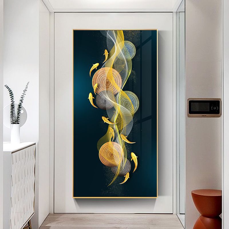 烤瓷晶瓷画入户客厅玄关装饰画轻奢楼梯走廊过道现代简约竖版挂画图片