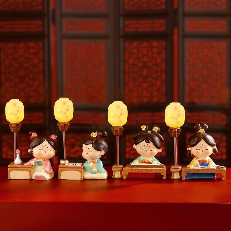 唐仕女唐妞摆件西安文创旅游纪念品寝室书画带小夜灯桌面装饰品