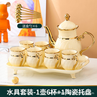 轻奢欧式水具套装家用喝水杯子下午茶杯套装简约陶瓷茶具大容量