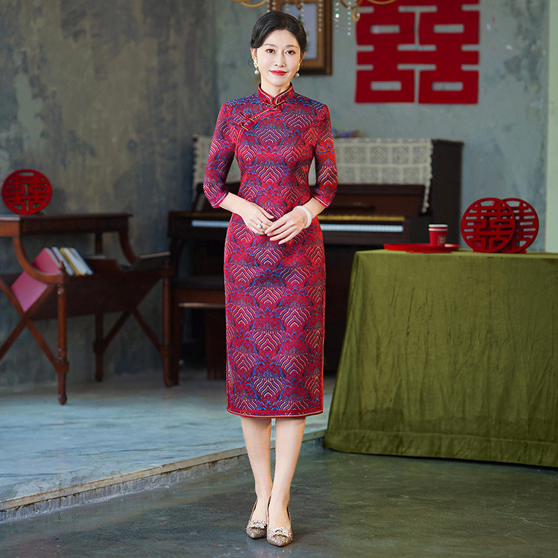 婚宴装秋夏装款婚礼妈妈中国风女中长款七分袖