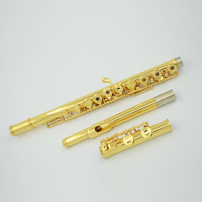 伊尔曼乐器Earl Mann镀金16键长笛 开孔闭孔两用专业白铜长笛