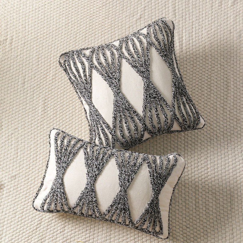 印度风流苏簇绒刺绣包边边抱枕套沙发靠垫套