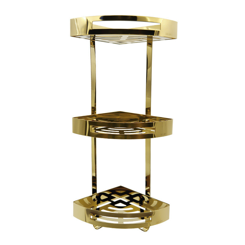 转角架浴室金色304不锈钢钛金三角架卫生间壁挂收纳多层置物架