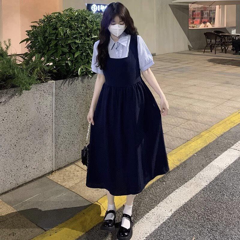 现货背带长裙子套装女夏装202连衣裙