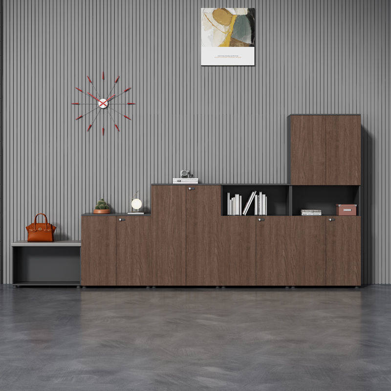 热销花木质文件柜资料柜带锁柜子办公桌边柜办公室柜隔断矮柜储物