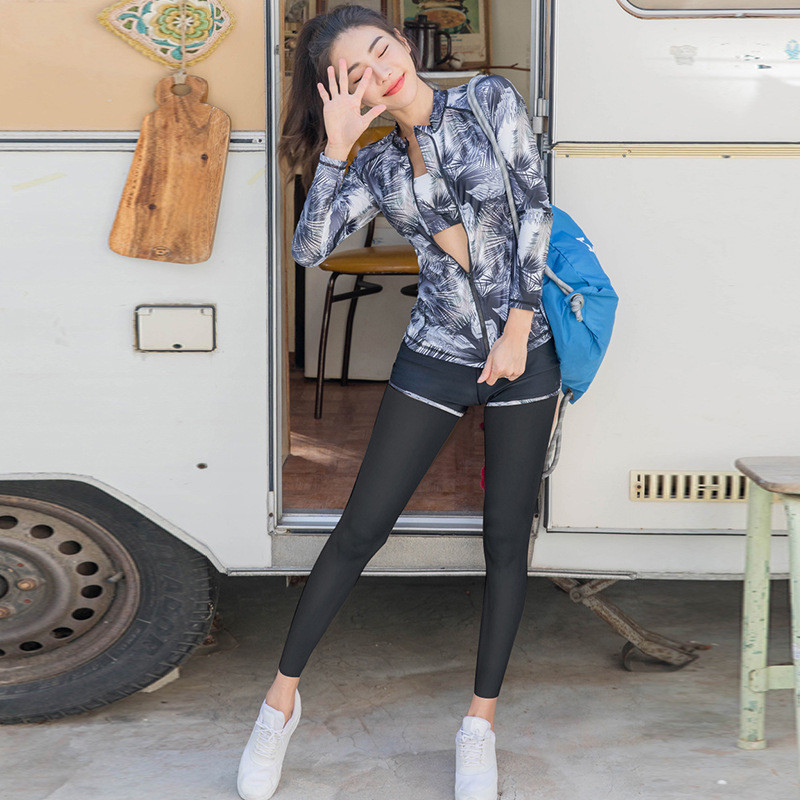 新款潜水服拉链分体五件套长袖长裤游泳衣防晒速干情侣男女水母衣