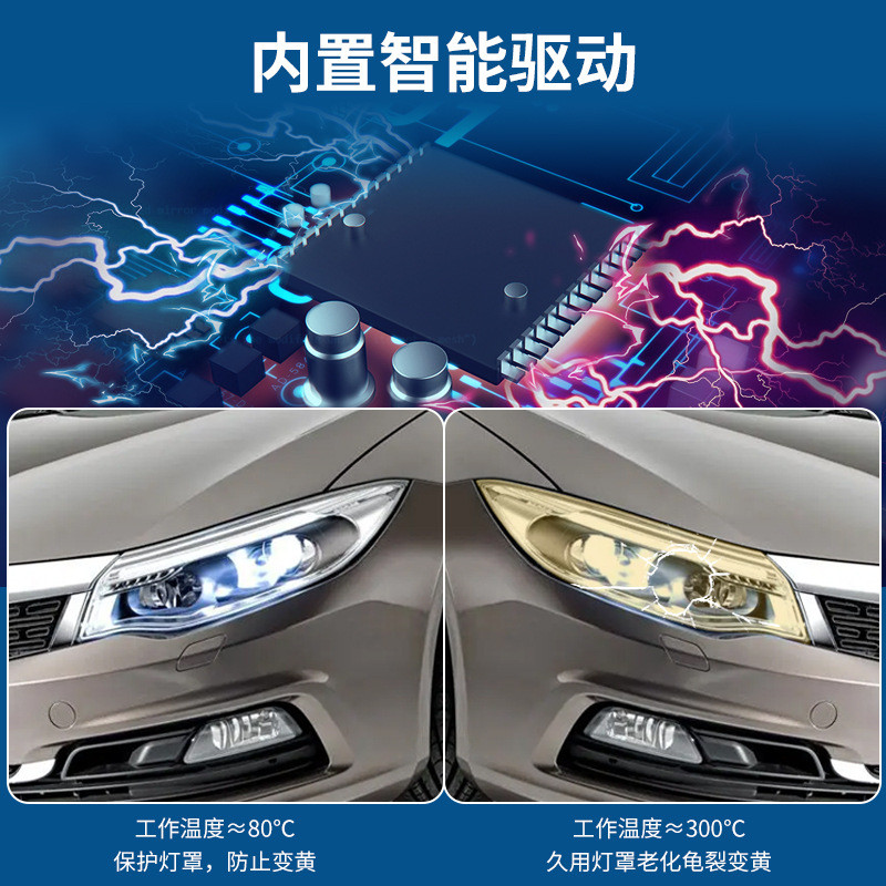 汽车led大灯前大灯泡改装灯大功率聚光高亮H4远近光一体前大灯