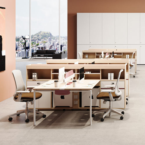 热销职员办公桌椅组合简约现代员工卡座四六人位办公桌屏风工位电