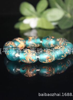 清代老琉璃蓝色凤尾桶珠手链老珠古珠子收藏品老琉璃手串包邮