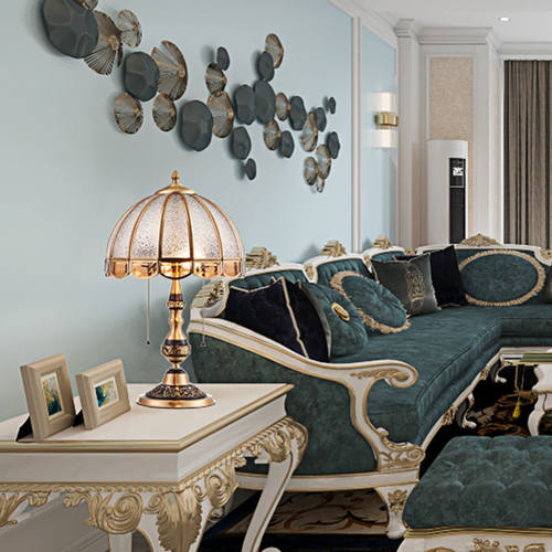 热销t5e真铜拉线台灯美式复古灯卧室奢华欧式高挡台灯床头柜护眼