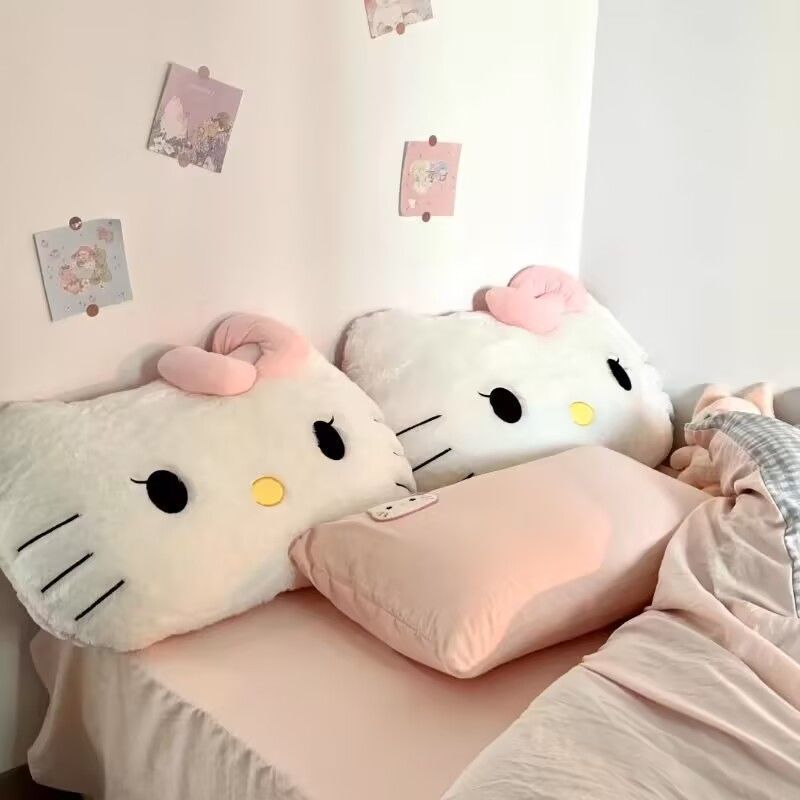 毛绒猫靠枕床头靠垫宿舍大靠背垫汽车抱枕可爱女生沙发座椅护腰
