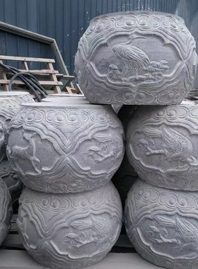 青石柱墩底座圆墩空心石顶柱柱础石花岗岩木柱脚实心柱顶石