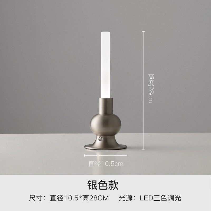 新款复古蜡烛灯充电小夜灯餐桌书房装饰灯可调光桌面床头氛围台灯