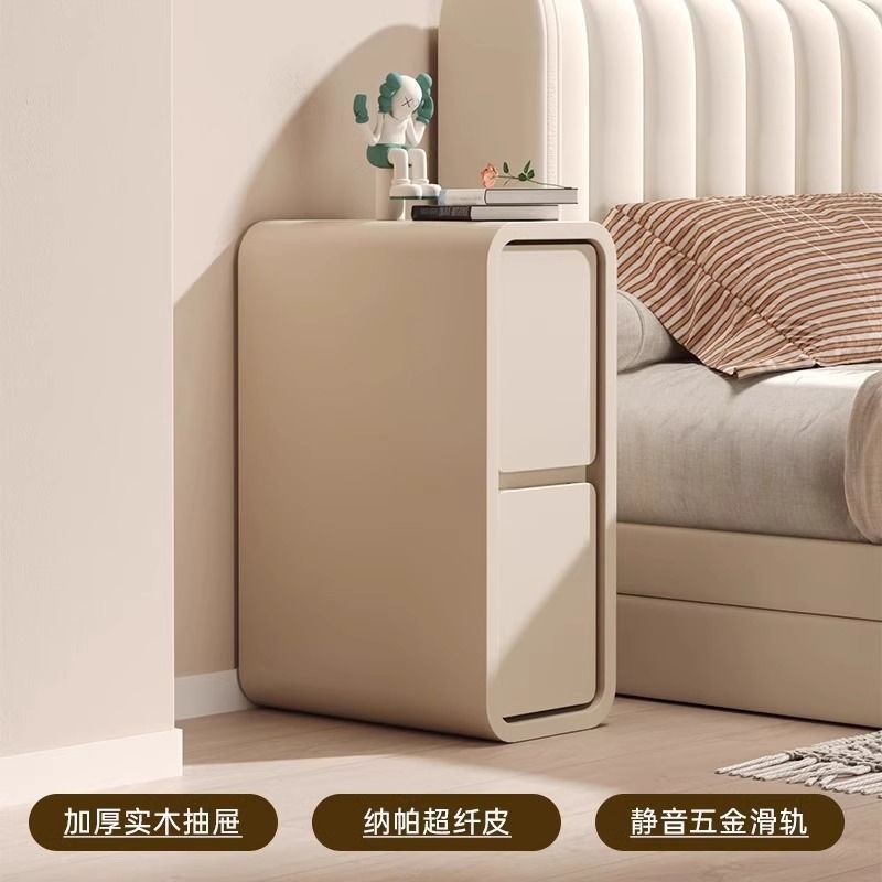 极窄新款小型家用卧室床头柜简约现代收纳柜迷你奶油风夹缝置物架