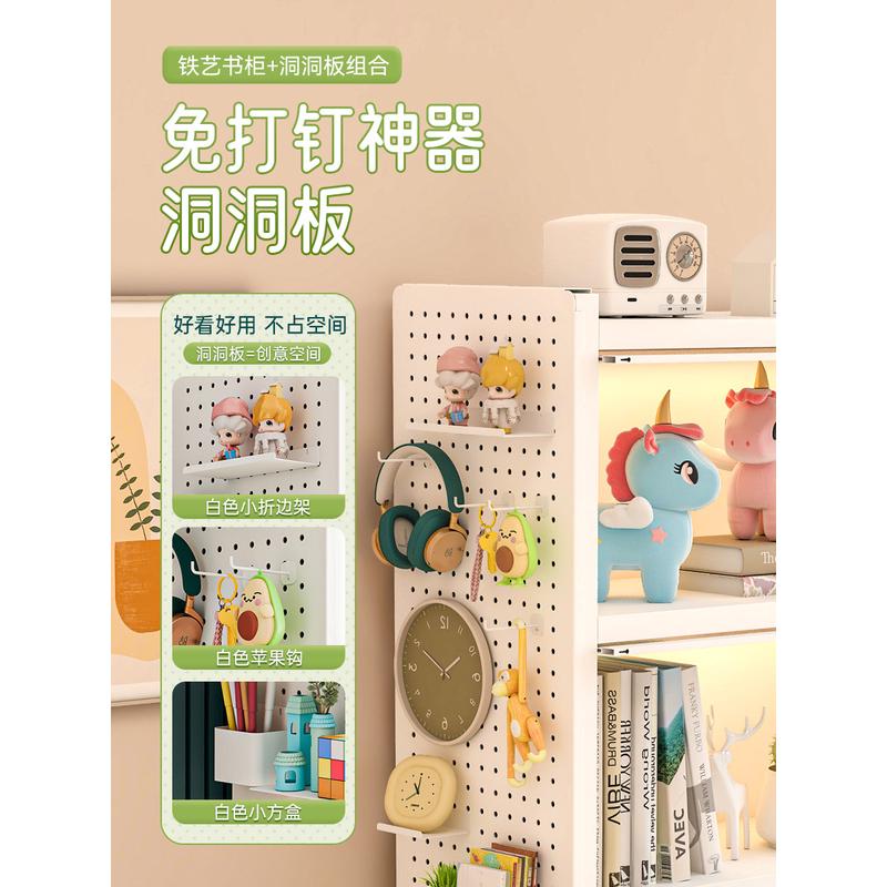 热销家用钢制书柜带门儿童展示柜书架防尘多层落地铁艺置物柜收纳