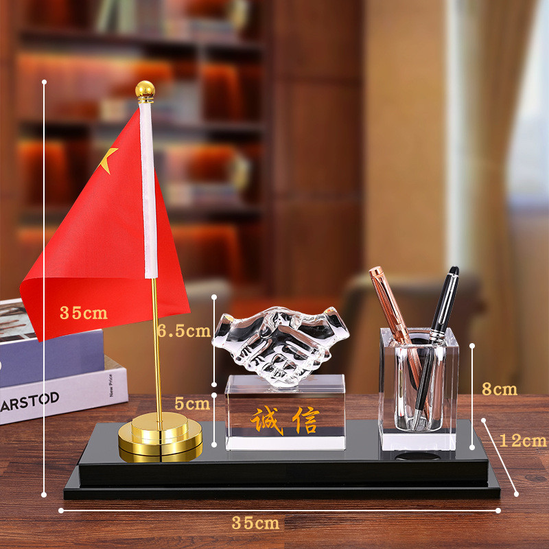 高档老板办公室办公桌笔筒创意笔筒收纳盒个性简约复古多功能水晶