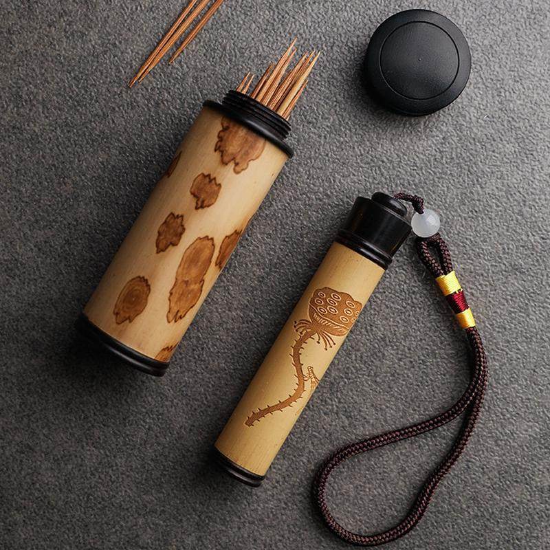 湘妃竹牙签罐竹木牙签筒便携棉签收纳筒竹制牙签收纳盒随身把玩件,收纳整理,牙签筒,淘宝优惠券,粉丝福利购,淘宝优惠卷