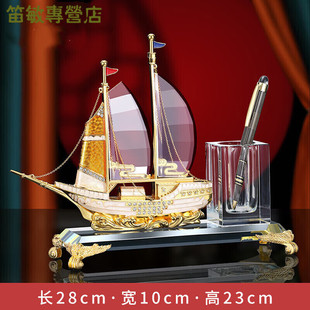 总经理老板新款办公室桌面水晶笔筒摆件时尚收纳盒办公桌老