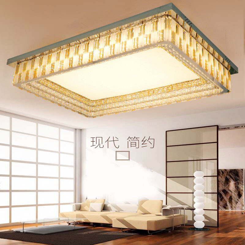 厂家批发led客厅灯现代简约吸顶灯长方形水晶灯豪华大气灯饰