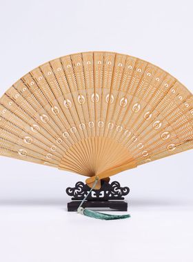 太行崖柏古风镂空中国风苏扇工艺木扇子文创礼品扇直播带货厂家直