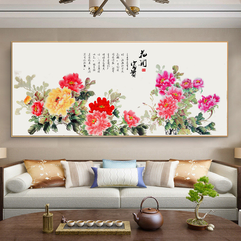 国画六尺牡丹花开富贵十字绣2022新款线绣自己手工绣客厅大气满绣