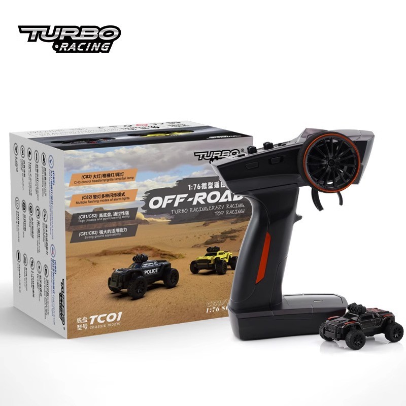 TURBORACING1:76RC遥控车C81C82专业微型漂移大脚警车玩具车