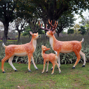 热销仿真招财梅花鹿驯鹿鹿玻璃钢雕塑麋鹿摆件花园美陈装 饰园林小