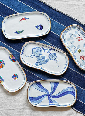 热销victory/balloonflower变圆锦绘染角长方盘