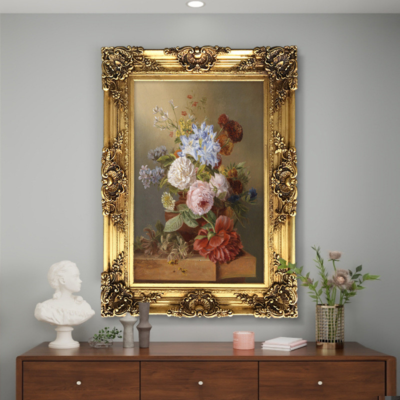 世界名画欧式花卉油画花开富贵装饰画竖版客厅餐厅别墅玄关挂画图片