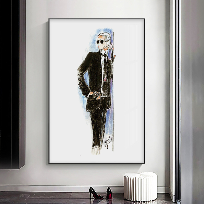 经典老佛爷黑白时尚客厅书房工作室装饰画时尚芭莎服装店墙画图片