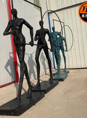 热销厂家现货树脂玻璃钢铜雕塑欧式复古仿人物抽象人物摆件美陈装
