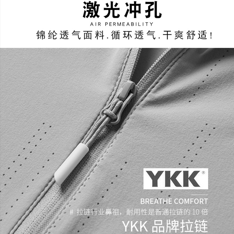 镂空透气立领冰丝防晒衣男款皮肤衣服加肥加大码肥佬运动夹克外套