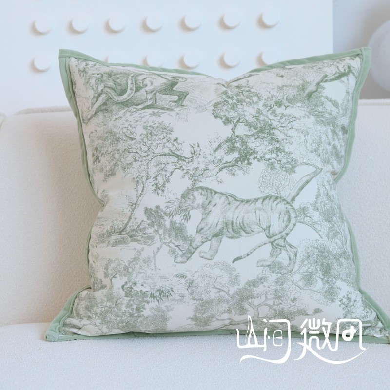 绿色法式美式复古ins风新品客厅沙发抱枕民宿靠枕奶油色靠枕靠垫