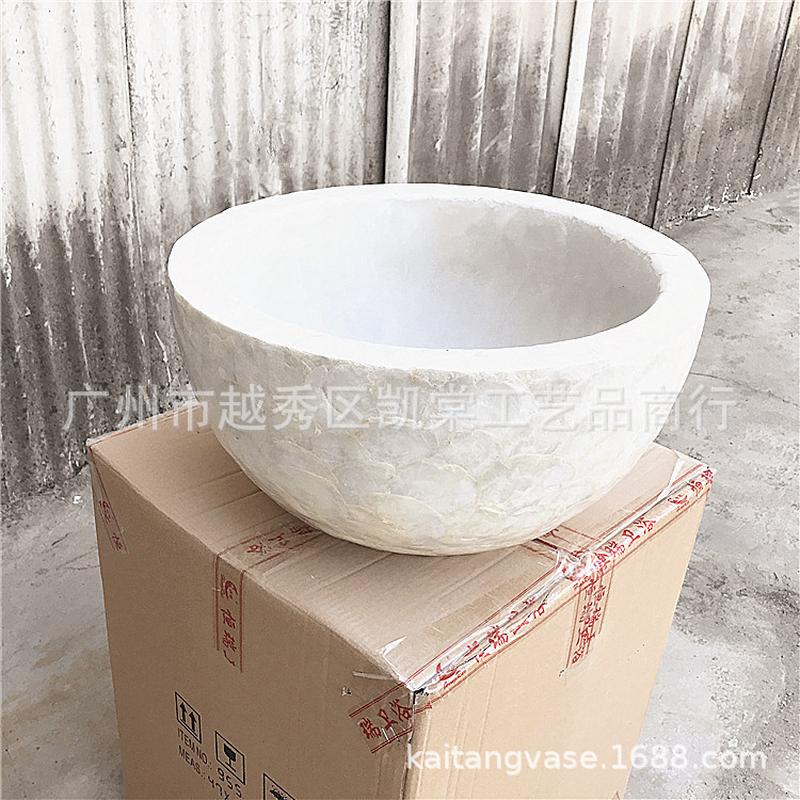 摆设圆碗型蝴蝶兰花盆商场酒店花艺玻璃钢公司前台绿植装饰摆件