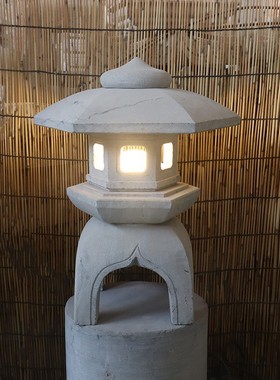 草坪灯灯笼日式庭院枯山水造景石头灯青石户外酒店别墅花园景观石