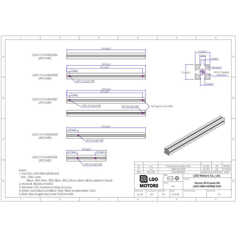 热销voronv0v0.1铝型材外框支架1515彩色钻孔攻丝铝合金型材套件,办公设备/耗材/相关服务,3D打印机配件,淘宝优惠券,粉丝福利购,淘宝优惠卷