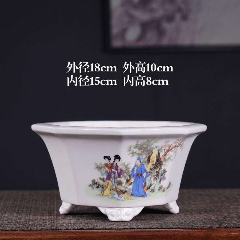 花盆陶瓷高颜值盆多肉绿植盆栽盆景彩绘贴画新款