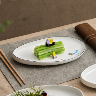 凉菜盘陶瓷商用网红创意冷菜会所餐具鱼盘碟三角盘子家用2025新款