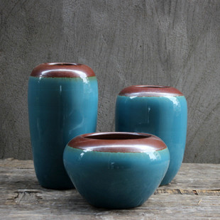 饰品摆件 客厅餐桌插花干花家居装 现代新中式 陶瓷蓝色摆设小花瓶