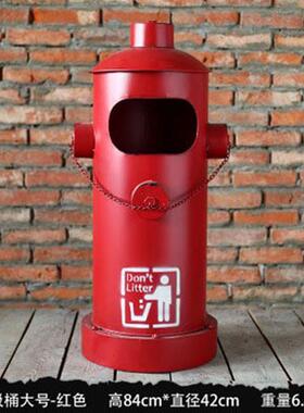 美式金属复古做旧工业风铁桶摆件垃圾桶油桶装饰品铁艺造型