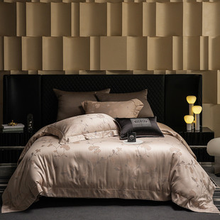 热销曼妙致雅丨高奢100支长绒棉色织大提花四件套枝叶花卉四季新