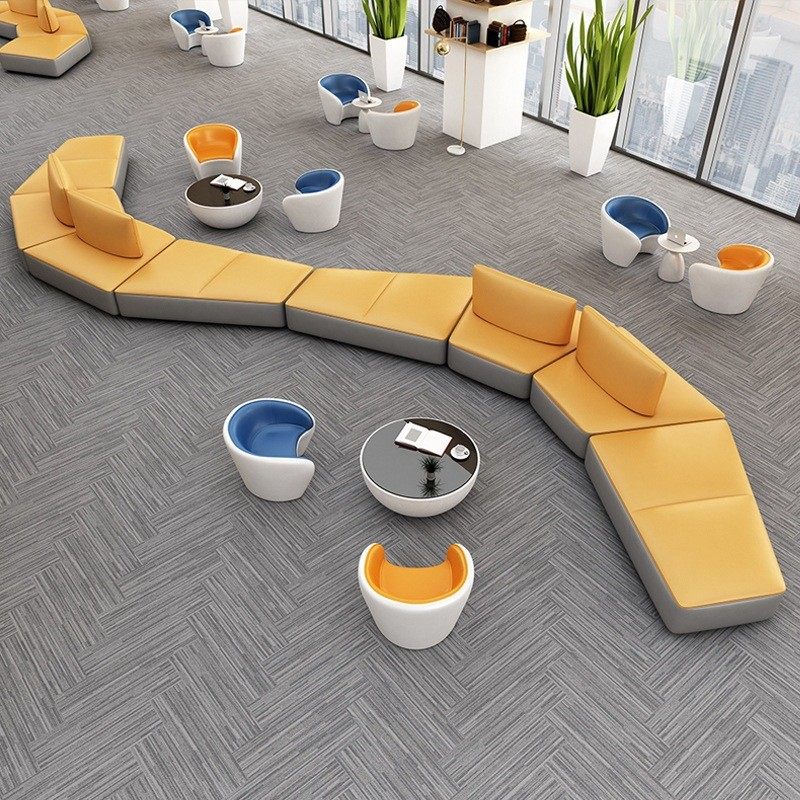 热销现代办公休闲沙发接待个性创意大厅等候休息区组合会客室皮艺