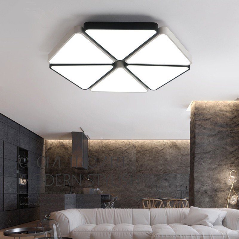 超薄北欧led吸顶灯铁艺黑白灯饰创意几何客厅卧室灯具阳台简约