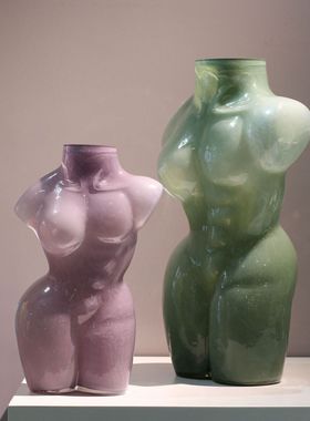 模特露抽象艺术怡人像玻璃花瓶插花人物摆件装饰品软装新品批发